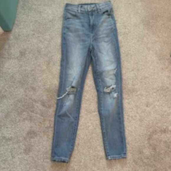 👖 American Eagle Ne(x)t Level Light Wash Distressed Jeggings Size Short 00 - Picture 1 of 4